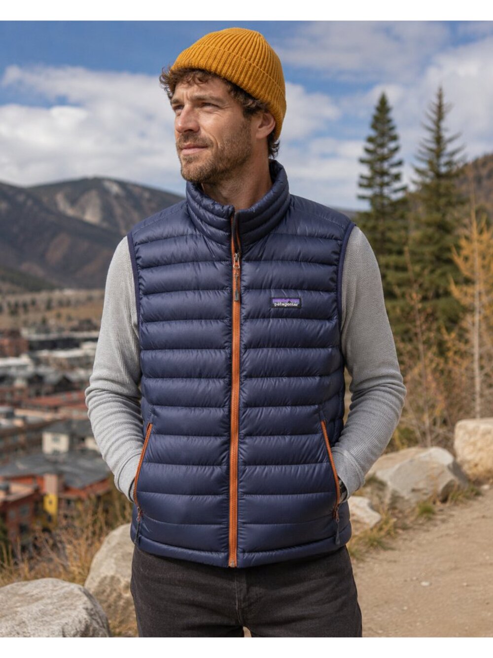 Patagonia Down Vest Men's Small Nylon Navy Blue